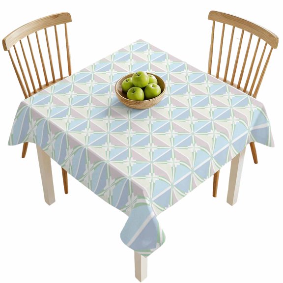 Square Tablecloths, Geometric Traditional Flower Diamond Lattice Waterproof Table Cloths, Ethnic Grid Spillproof Decorative Dining Table Covers for Kitchen,Indoor Outdoor Parties, Camping 54x54in