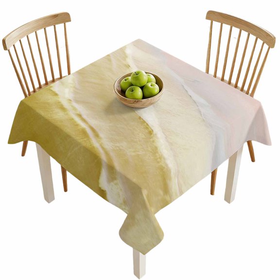 Square Tablecloths, Gradient Ginger Waves Waterproof Table Cloths, Abstract Bohemian Beach Spillproof Decorative Dining Table Covers for Kitchen,Indoor Outdoor Parties, Camping 54x54in