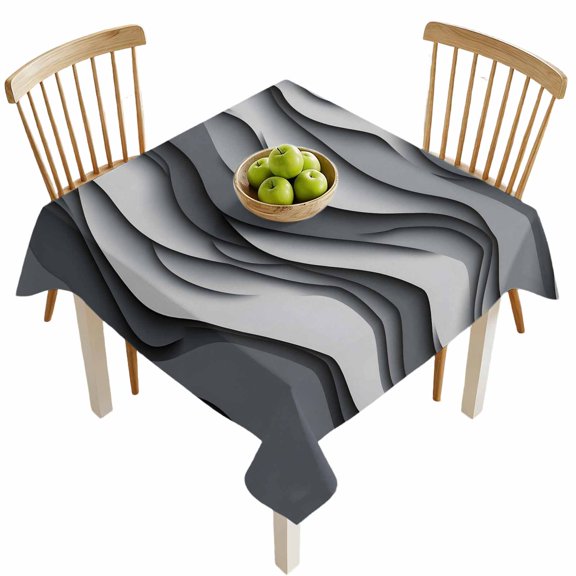 Square Tablecloths, Grey Gradient Ombre Abstract Geometric Waterproof Table Cloths, Water Ripple Art Spillproof Decorative Dining Table Covers for Kitchen,Indoor Outdoor Parties, Camping 54x54in
