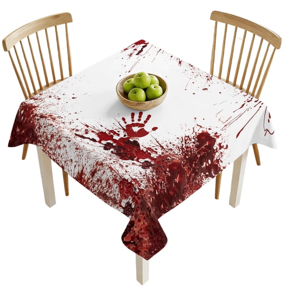Square Tablecloths, Halloween Bloody Handprint Waterproof Table Cloths, Horror Blood Bloody Palm Spillproof Decorative Dining Table Covers for Kitchen,Indoor Outdoor Parties, Camping 54x54in