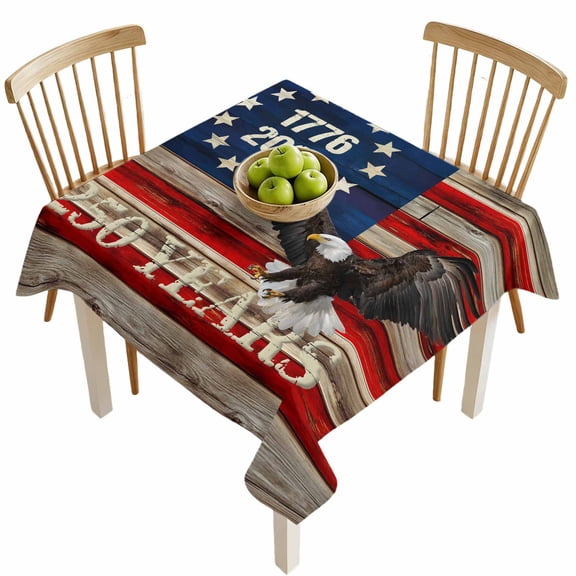 Square Tablecloths, Independence Day American Flag Waterproof Table Cloths, 1176-2026 250th Anniversary Spillproof Decorative Dining Table Covers for Kitchen,Indoor Outdoor Parties, Camping 54x54in