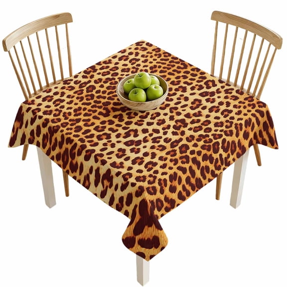 Square Tablecloths, Leopard Print Animal Print Texture Waterproof Table Cloths, Wild Style Spillproof Decorative Dining Table Covers for Kitchen,Indoor Outdoor Parties, Camping 54x54in
