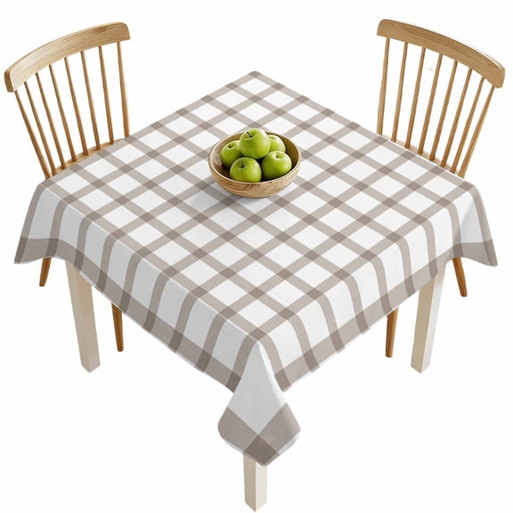 Square Tablecloths, Light Brown Plaid Waterproof Table Cloths, Farm Country Theme Spillproof Decorative Dining Table Covers for Kitchen,Indoor Outdoor Parties, Camping 60x60in