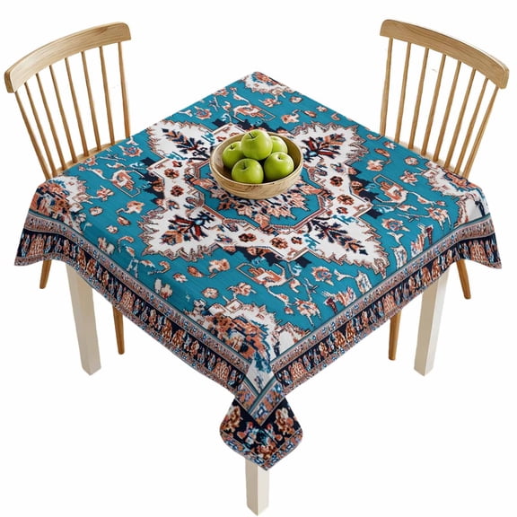 Square Tablecloths, Mid Century Abstract Boho Pattern Waterproof Table Cloths, Terracotta Aesthetic Spillproof Decorative Dining Table Covers for Kitchen,Indoor Outdoor Parties, Camping 54x54in