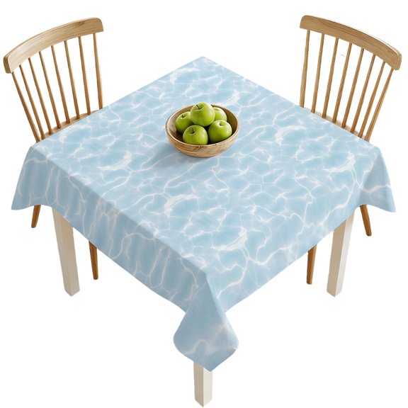 Square Tablecloths, Minimalist Abstract White Ripple Striped Waterproof Table Cloths, Simplistic Art Spillproof Decorative Dining Table Covers for Kitchen,Indoor Outdoor Parties, Camping 54x54in