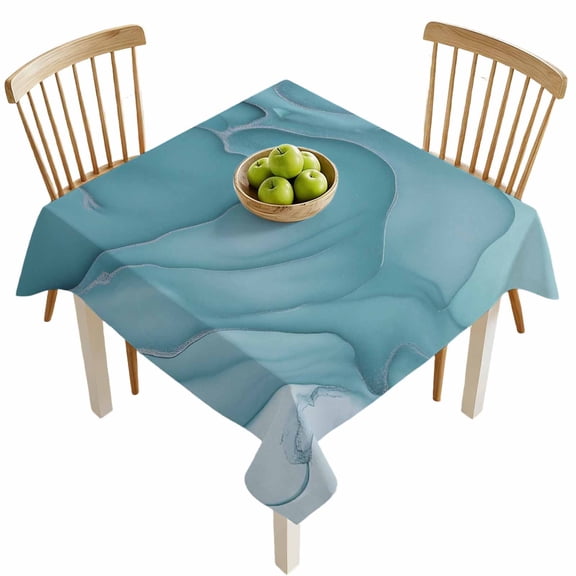 Square Tablecloths, Mint Green Marble Fluid Art Waterproof Table Cloths, Modern Abstract Turquoise Spillproof Decorative Dining Table Covers for Kitchen,Indoor Outdoor Parties, Camping 54x54in
