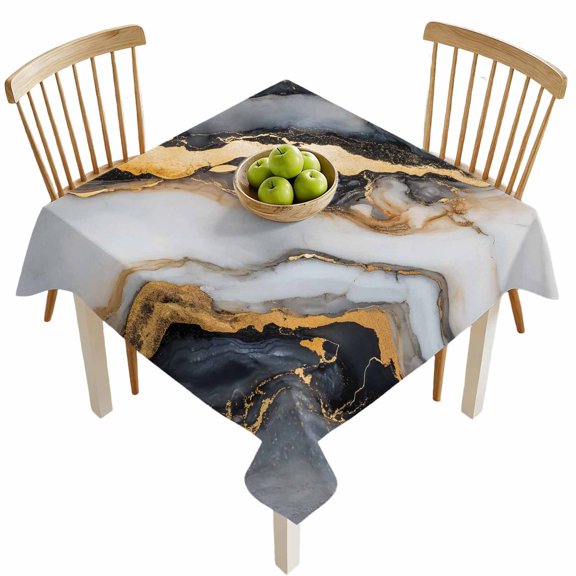 Square Tablecloths, Modern Abstract Marble Texture Waterproof Table Cloths, Natural Stone Crack Ombre Spillproof Decorative Dining Table Covers for Kitchen,Indoor Outdoor Parties, Camping 54x54in