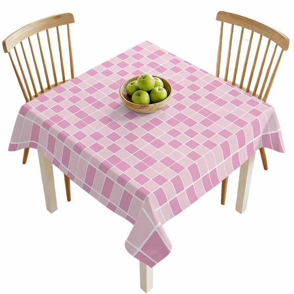Square Tablecloths, Modern Geometric Square Lattice Waterproof Table Cloths, Pink Buffalo Checker Ombre Spillproof Decorative Dining Table Covers for Kitchen,Indoor Outdoor Parties, Camping 54x54in