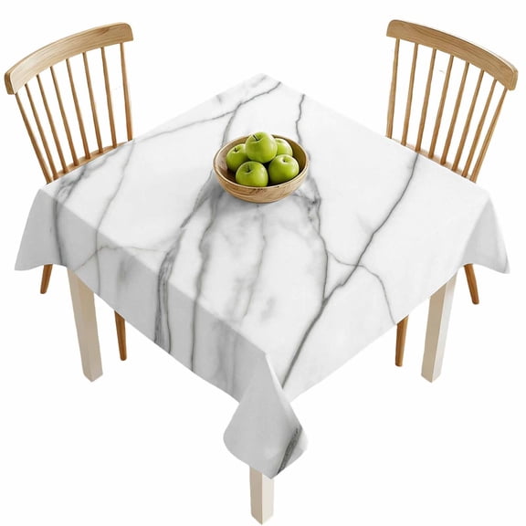 Square Tablecloths, Modern Marble Texture Art Waterproof Table Cloths, Nature Stone Artwork Grey Spillproof Decorative Dining Table Covers for Kitchen,Indoor Outdoor Parties, Camping 54x54in