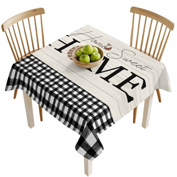 Square Tablecloths, Retro Wrhite Wood Grain Seamless Waterproof Table Cloths, Classical Buffalo Check Spillproof Decorative Dining Table Covers for Kitchen,Indoor Outdoor Parties, Camping 54x54in