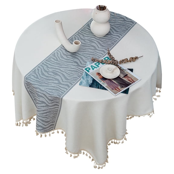 Square Tablecloths For Round Tables,Wave Jacquard Rectangle Tablecloth With Tassel Washable,Thick Table Cover Protector For Dining Coffee Table Yarn Catering Banquet-Gray-140x200cm(55x79")