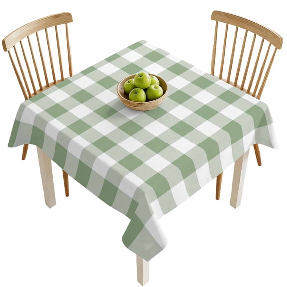 Square Tablecloths, Sage Green Buffalo Plaid Waterproof Table Cloths, Country Gingham Check Spillproof Decorative Dining Table Covers for Kitchen,Indoor Outdoor Parties, Camping 54x54in