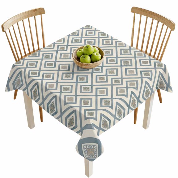 Square Tablecloths, Seamless Diamond Geometric Lattice Waterproof Table Cloths, Modern Stripe Grid Checker Spillproof Decorative Dining Table Covers for Kitchen,Indoor Parties, Camping 54x54in