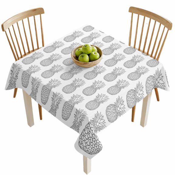 Square Tablecloths, Seamless Grey Pineapple Waterproof Table Cloths, Rustic Farmhouse Fruit Theme Spillproof Decorative Dining Table Covers for Kitchen,Indoor Outdoor Parties, Camping 54x54in
