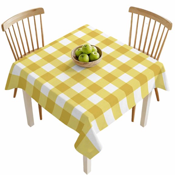 Square Tablecloths, Spring Yellow Buffalo Checker Waterproof Table Cloths, Farm Plaid Lattice Texture Spillproof Decorative Dining Table Covers for Kitchen,Indoor Outdoor Parties, Camping 60x60in