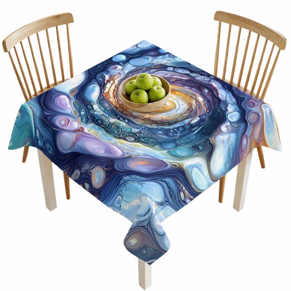 Square Tablecloths, Star River Blue Gradient Waterproof Table Cloths, Psychedelic Abstract Art Spillproof Decorative Dining Table Covers for Kitchen,Indoor Outdoor Parties, Camping 54x54in