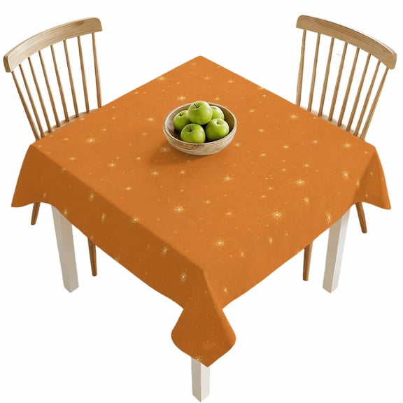 Square Tablecloths, Stars Orange Watercolor Waterproof Table Cloths, Fall Country Style Spillproof Decorative Dining Table Covers for Kitchen,Indoor Outdoor Parties, Camping 60x60in