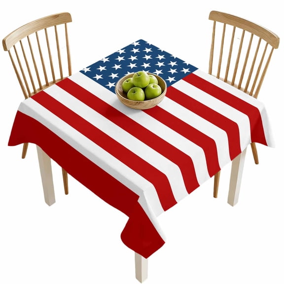 Square Tablecloths, USA Flag Independence Day Waterproof Table Cloths, Patriotic Stars and Stripes Spillproof Decorative Dining Table Covers for Kitchen,Indoor Outdoor Parties, Camping 54x54in