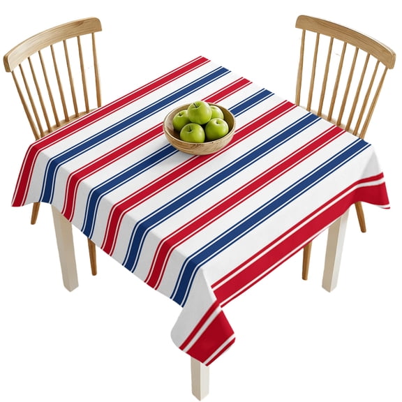 Square Tablecloths, USA Independence Red Blue White Stripe Waterproof Table Cloths, President's Flag Day Spillproof Decorative Dining Table Covers for Kitchen,Indoor Outdoor Parties, Camping 54x54in