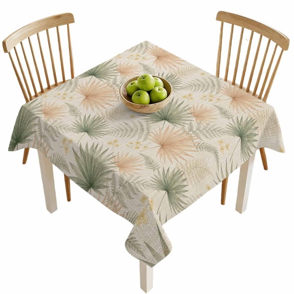 Square Tablecloths, Vintage Orange Green Pampas Grass Flower Waterproof Table Cloths, Boho Botanical Spillproof Decorative Dining Table Covers for Kitchen,Indoor Outdoor Parties, Camping 54x54in
