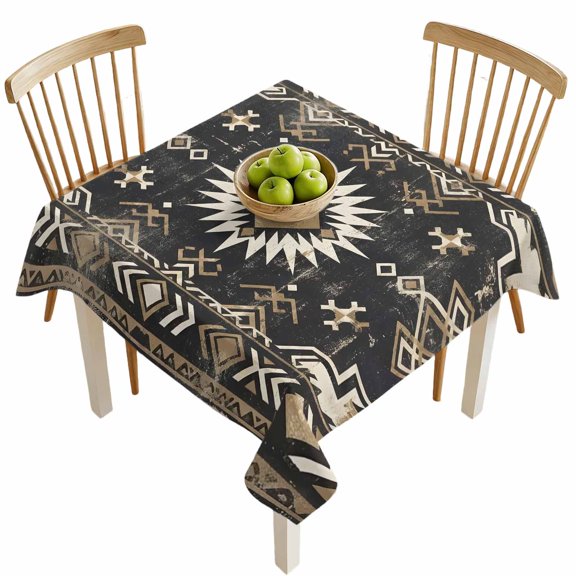 Square Tablecloths, Vintage Southwestern Tribal Pattern Waterproof Table Cloths, Aztec Geometric Art Spillproof Decorative Dining Table Covers for Kitchen,Indoor Outdoor Parties, Camping 60x60in