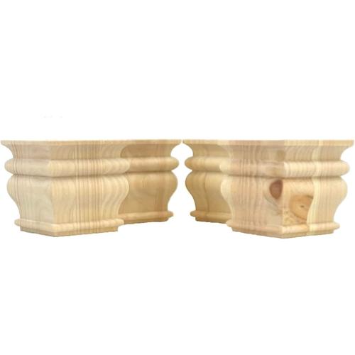 Square Tavern Bun Foot 3 5/8" Tall X 3 3/4" Wide (Set Of 4) (Pine)