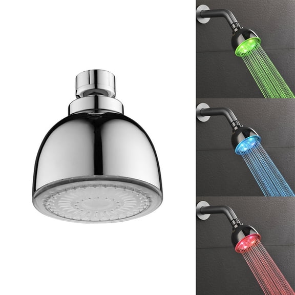 Square Temperature Indicating Shower Head with Multicolor LED Display for Modern Bathroom Design