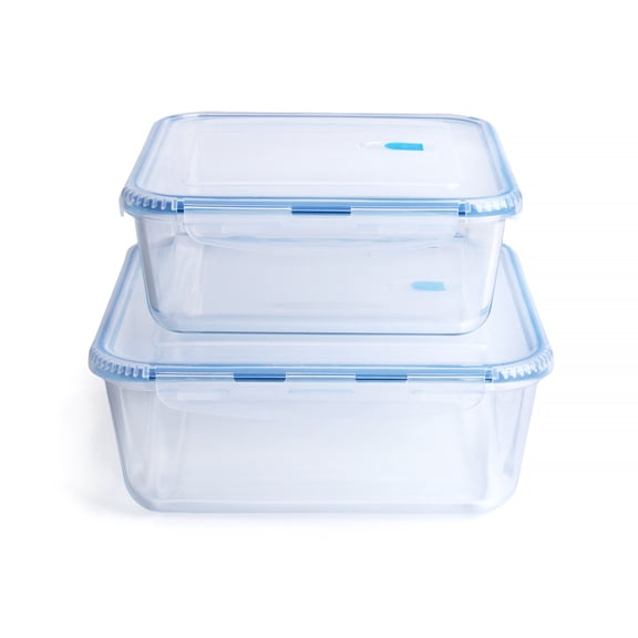 Square Tempered Glass Storage Container Set - 2.9L/1.7L