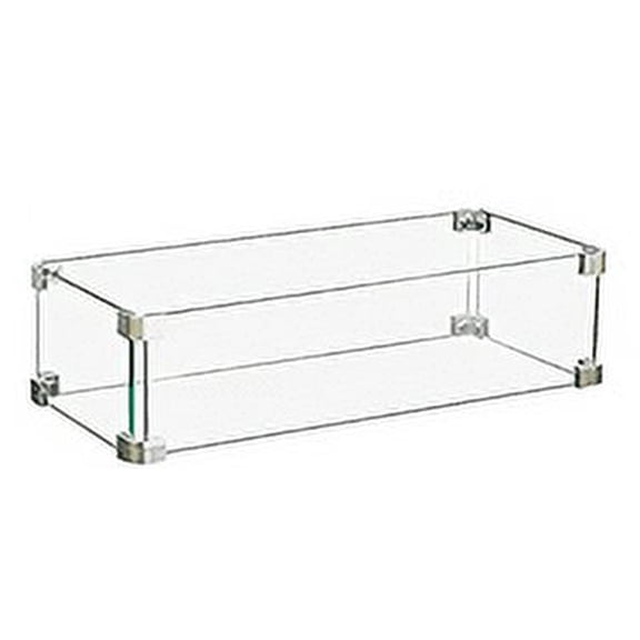 Square Tempered Glass Wind Guard for Outdoor Fire Pit Table, Wind Shield Flame Protector