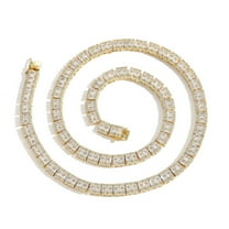 Square Tennis Necklace for Women 18K Gold Plated Lab Gold Diamond Necklace Chain CZ Necklaces for Women Party Prom Jewelry Necklace (Width 6MM)