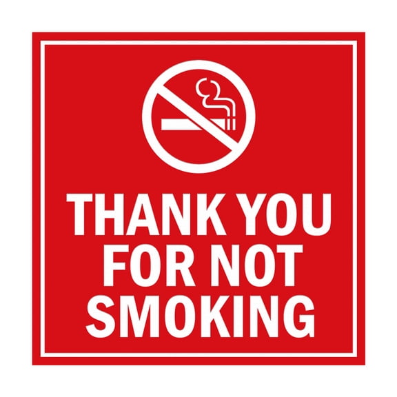 Square Thank You For Not Smoking Sign (Red) - Small