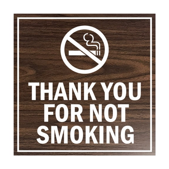 Square Thank You For Not Smoking Sign (Walnut) - Large