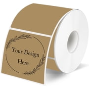 Square Thermal Labels Stickers 3"x3", Brown Square Direct Thermal Labels Stickers, Perforation Line Design- 300 Sheets