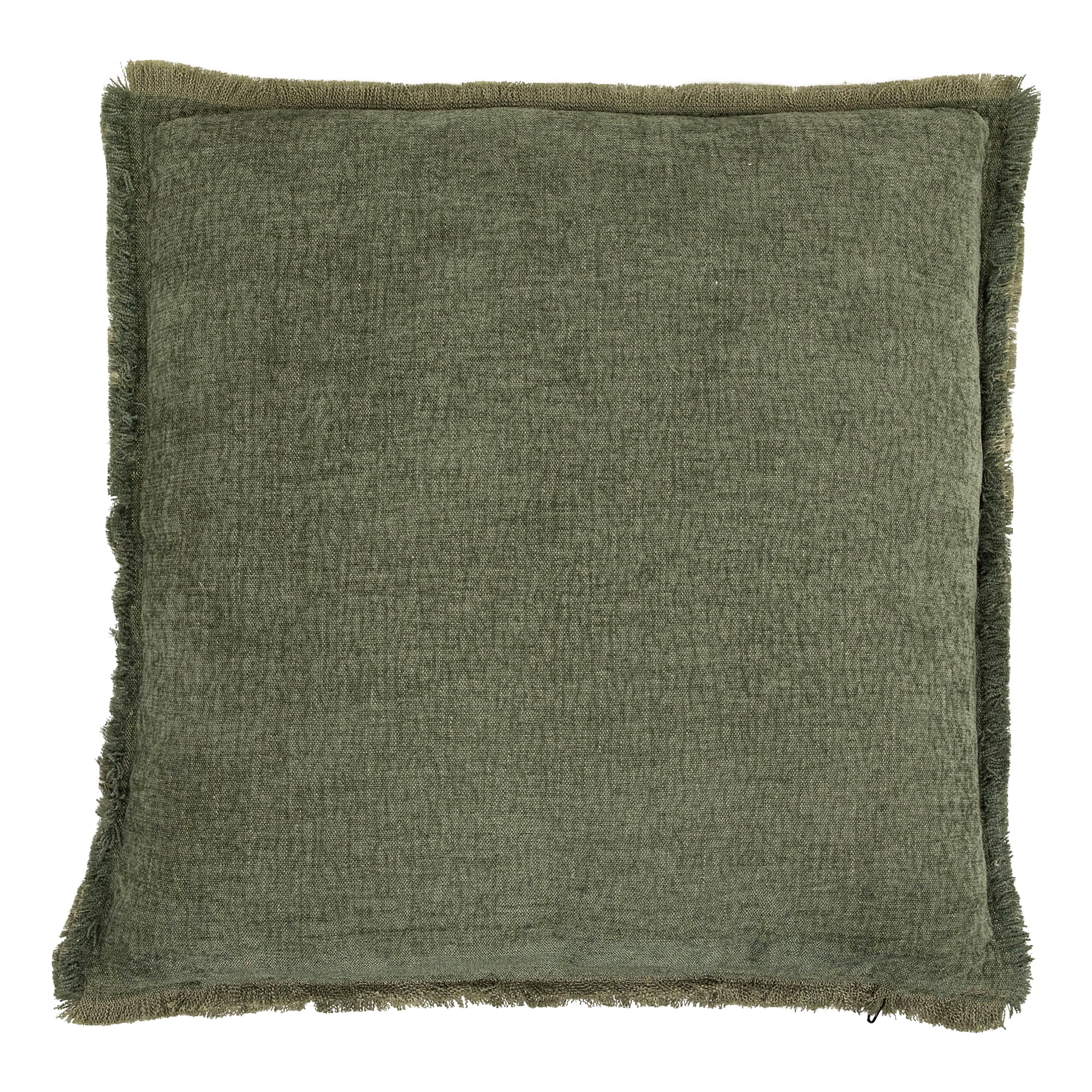 Northlight Square Thick Cotton Throw Pillows with Fringe - 17" x 17" - Green - Set of 2