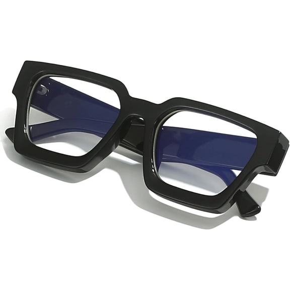 Square Thick Frame Glasses for Women Men Fashion Blue Light Glasses Trendy Chic Computer Eyeglasses (Black)