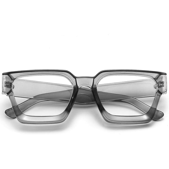 Square Thick Frame Glasses for Women Men Fashion Blue Light Glasses Trendy Chic Computer Eyeglasses (Clear Grey)
