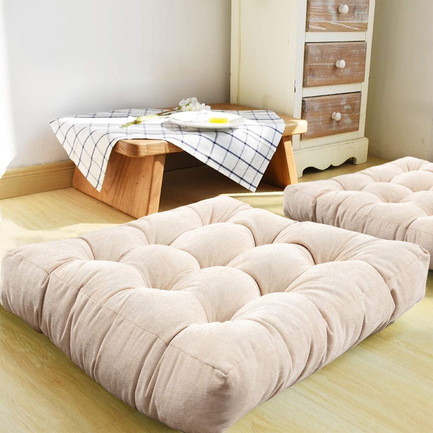 New Cotton Linen Fabric Floor Cushion Home Futon Tatami Mat Large Round  Cushion Thickened Soft Square Office Chair Cushion - AliExpress