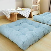 Square Thicken Floor Cushion,Cotton Linen Thick Meditation Pillow ,22x22 Inch,Sky Blue