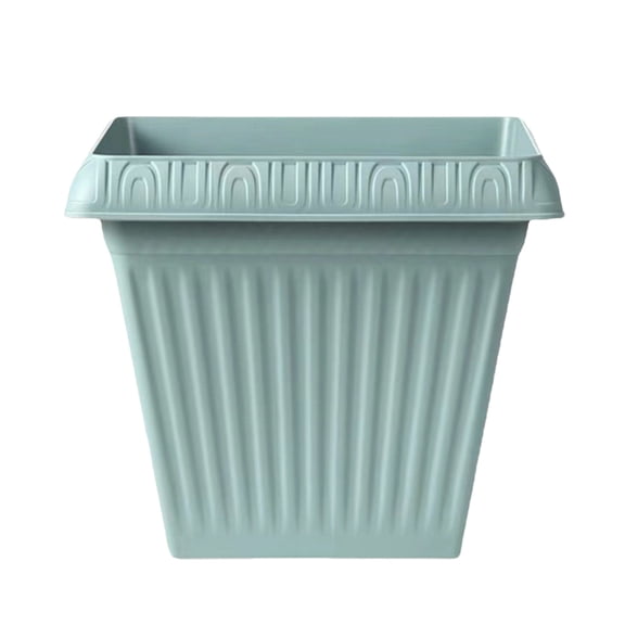 Square Thickened Root Control Plastic Flower Pot, Imitation Ceramic Planter with Tray for Garden Flowers & Green Plants 20×20×15cm(Blue)