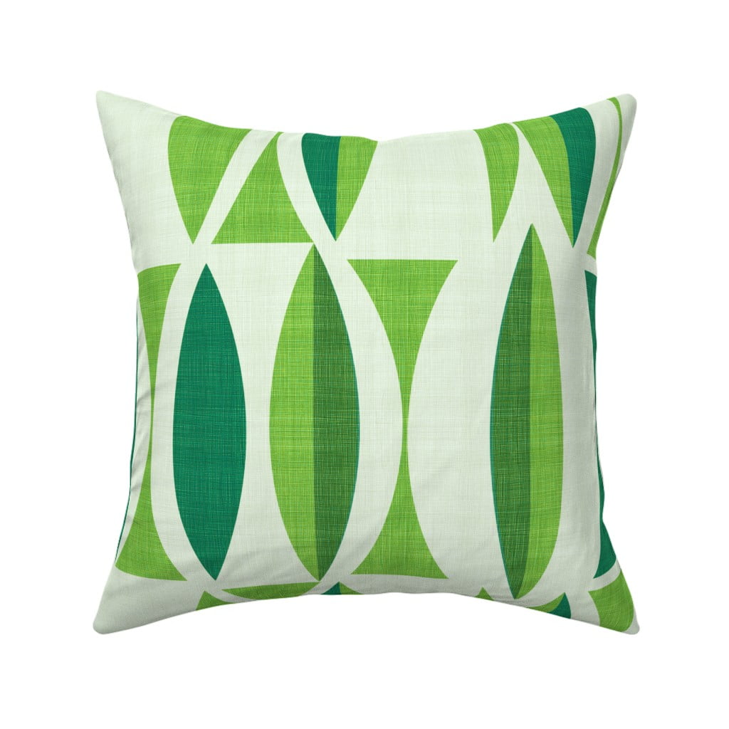 Square Throw Pillow, 18", Linen Cotton Canvas Green Midcentury