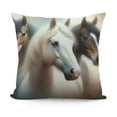 thumbnail image 1 of Square Throw Pillow Covers Running Brown White Black Horses Pillow Cases Decorative for Home Bedroom Sofa Wild Animal Creative Art Design Pillowcases Standard Size, 1 of 5