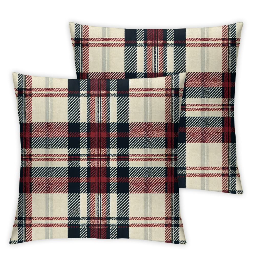 Square Throw Pillow Covers Stripped Fabric Pattern Textile Grey Red