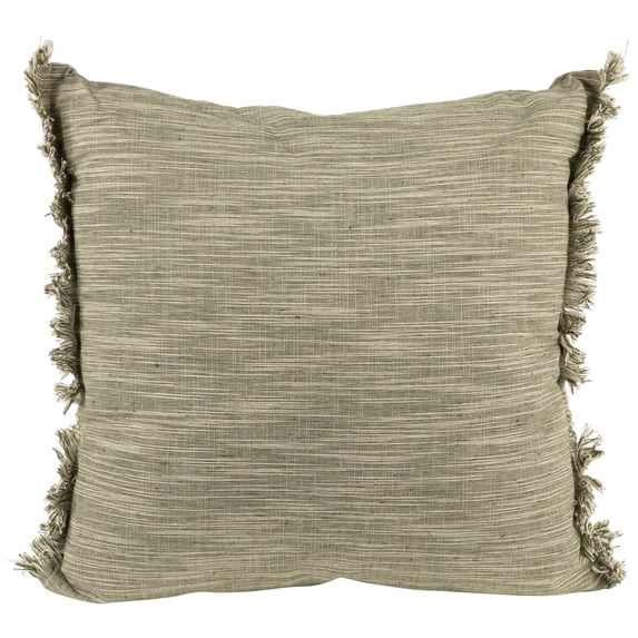 Northlight Square Throw Pillow with Fringe - 15" - Sage Green