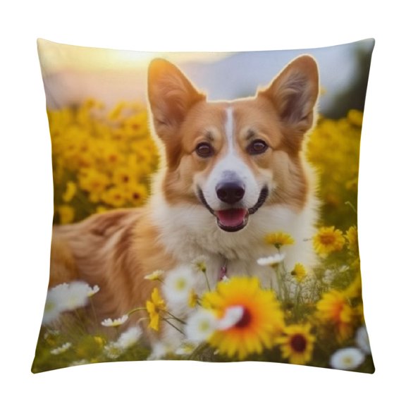 Square Throw Pillows Cover Cute Cat and Dog Soft Throw Pillowcase Farmhouse Cushion Case for Sofa Couch Bedroom