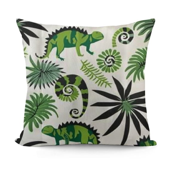 Square Throw Pillows Cover Tropical Chameleons Palm Leaves,Decorative Pillows Covers Set Farmhouse Pillowcase Cozy Cushion Case for Sofa Bed Couch