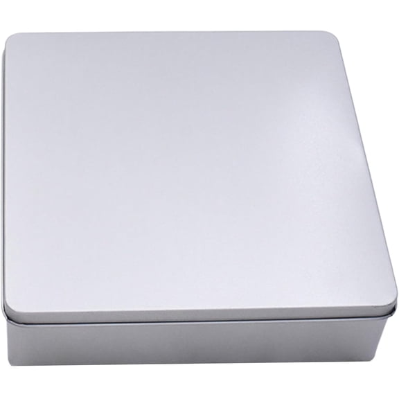 Square Tin Box with Lid Portable Metal Box with Lid for Home Office Kitchen Snack Tin for Candy Snacks Cookies Presents (Silver)