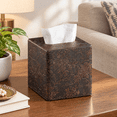 Square Tissue Box Cover, Brown Grape Pattern, PU Leather and MDF Holder ...