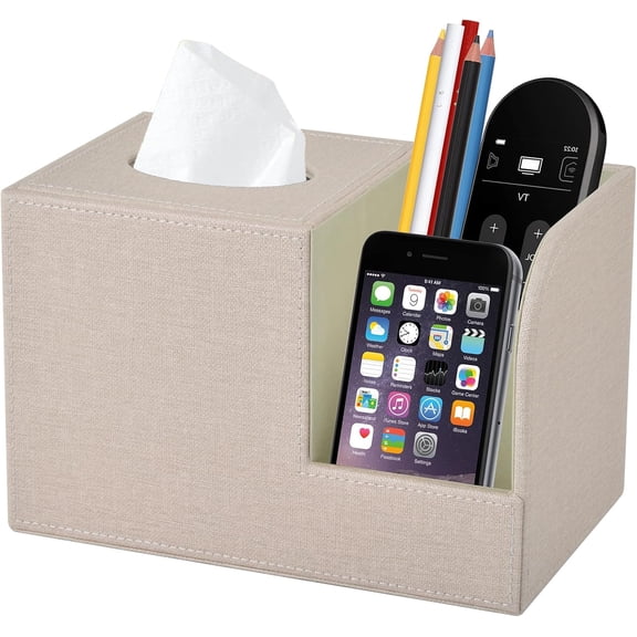 Square Tissue Box Cover,Multifunctional Tissue Box Holder,Tissue Box with Storage,Tissue and Remote Control Holder,Tissue Box Decorative Desk Organizer for Home&Office