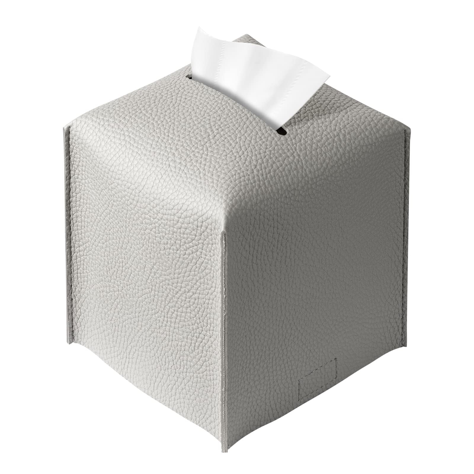 Square Tissue Box Cover, Pu Leather Tissue Box Holder with Bottom Belt ...