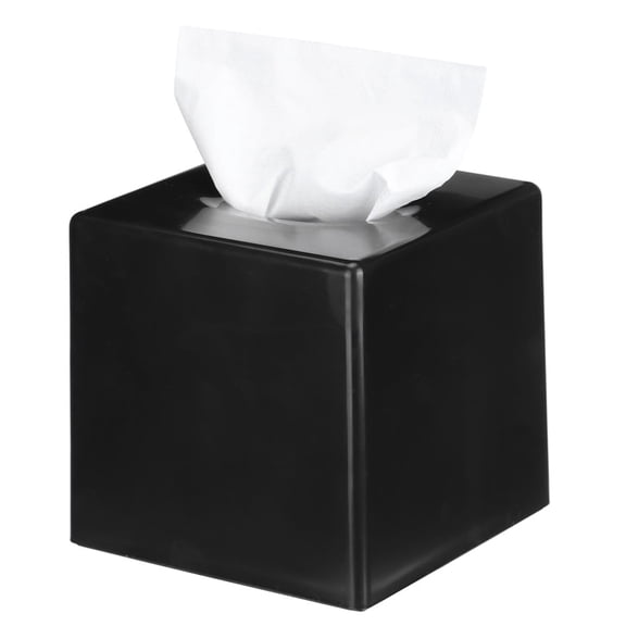 Square Tissue Box Cover,Stylish Cube Tissue Box Holder , Decorative Tissue Box for Bathroom Vanity Dresser Night Stand Table Countertop Home Office Car, Black